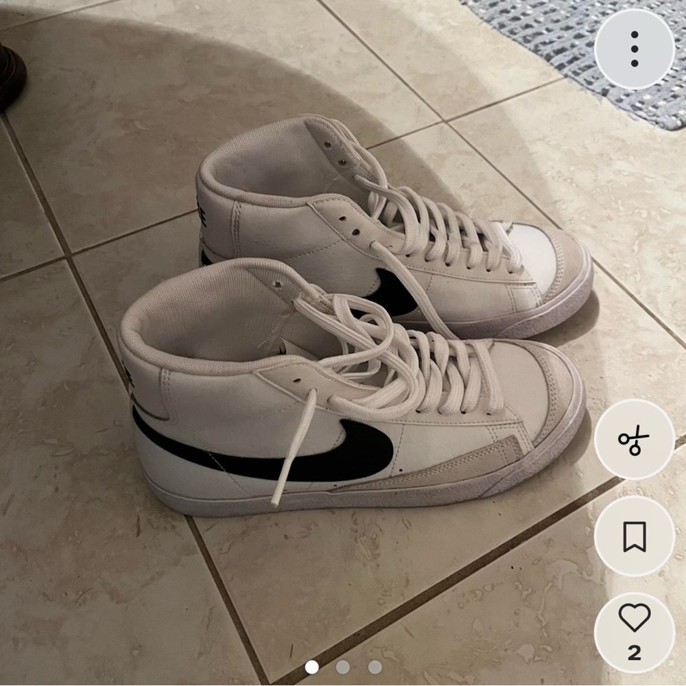 Nike Kids White and Black High-Top Sneakers